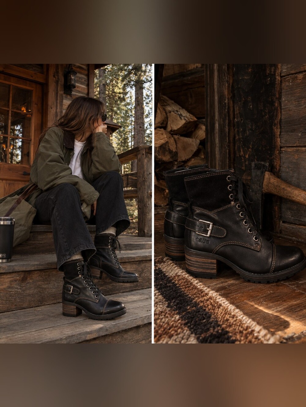 Taos Footwear Black Leather Ankle Boots With Wood Heel. Size 37 (6.5)
